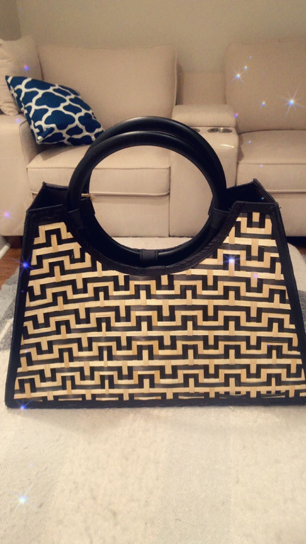 Black and Tan Basket Handbag