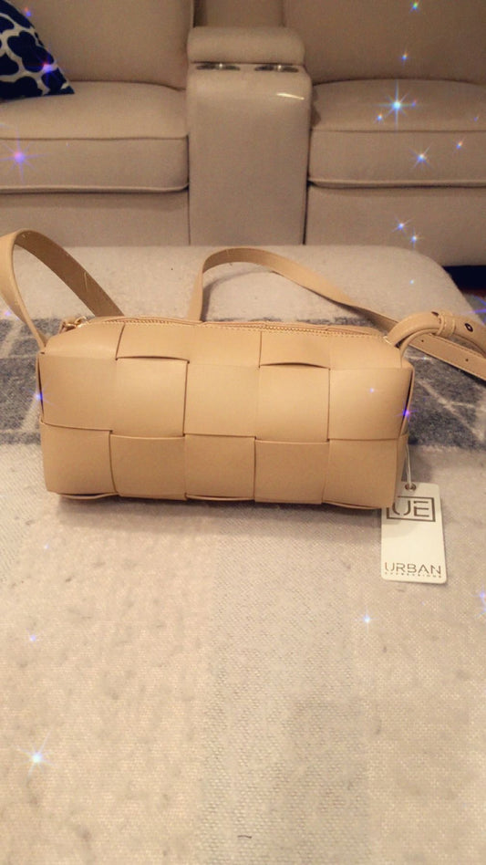 Brown Weave Barrel Crossbag