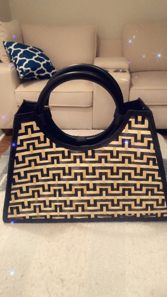 Black and Tan Basket Handbag