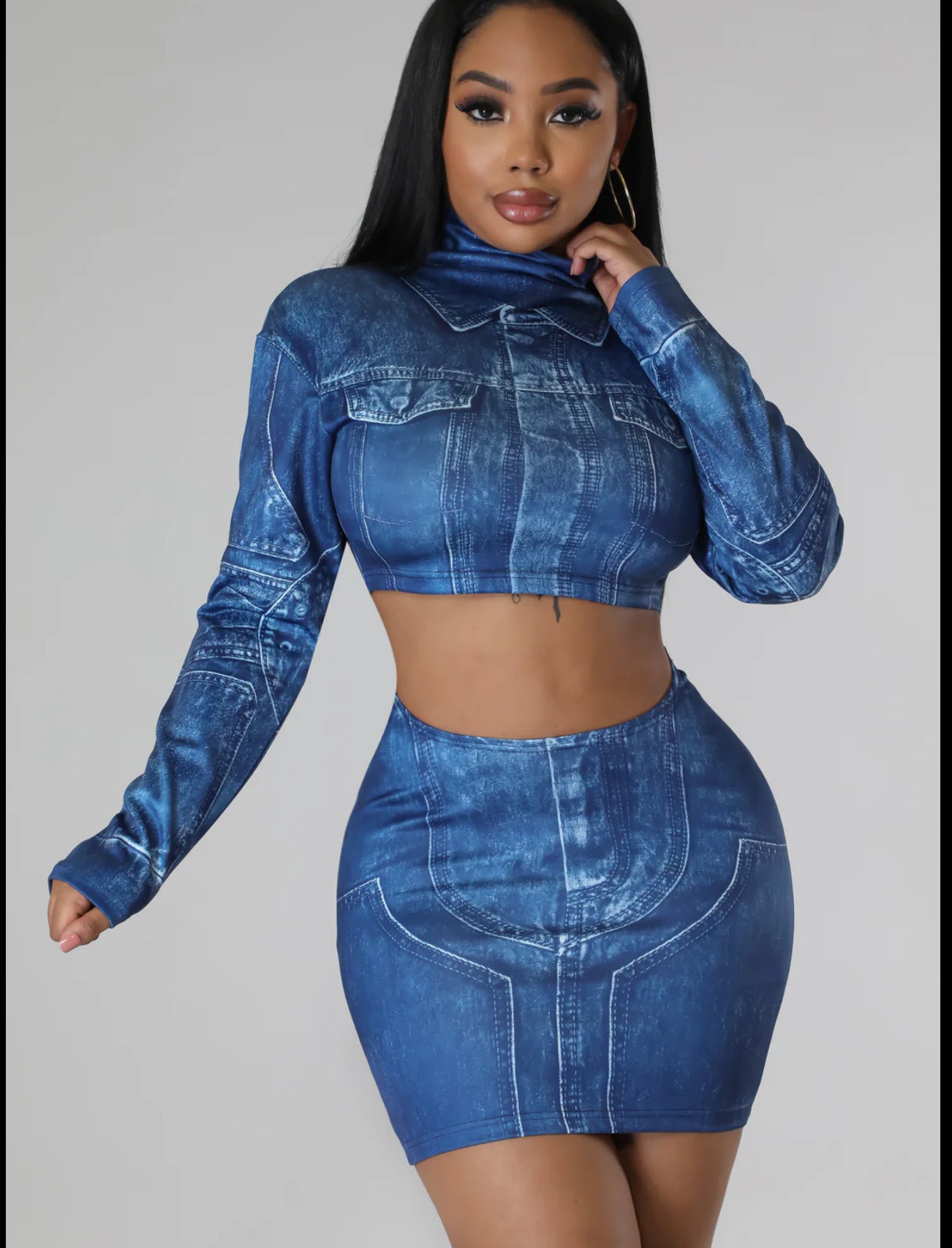 Denim Gal Skirt Set